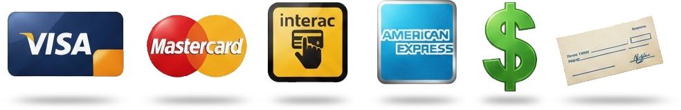 Pay for your New Vinyl Windows with VISA, MasterCard, American Express, Debit, Cash or Cheque